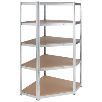 Метален стелаж WORKEE 180x40x90 см, Ъглов, 5 MDF рафта х 175 кг