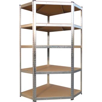 Метален стелаж WORKEE 180x40x90 см, Ъглов, 5 MDF рафта х 175 кг