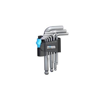 Шестограми WORKEE Pro Line, 1.5x10 mm, Комплект 9 броя, Къси S, с Топче, Магнитен накрайник